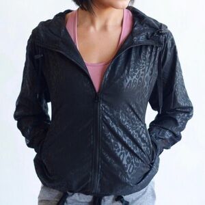 Zyia Active Black Leopard Print Women's Athletic Jacket Size Small Black